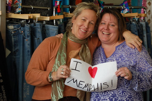 Ann Smithwick and Kerry Peeples, owners of Thigh High Jeans Ann Smithwick and Kerry Peeples, owners of Thigh High Jeans