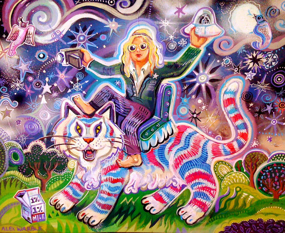 Alex 'Warble' Harrison, 'Prince Mongo Riding UM Tiger', oil on canvas, 24x36", 2011, courtesy of the artist